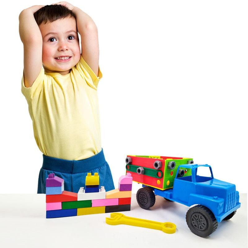 VOLQUETA ARMABLE AZUL JUGUETE DIDÁCTICO NIÑOS BLOQUES CARROS INFANTIL