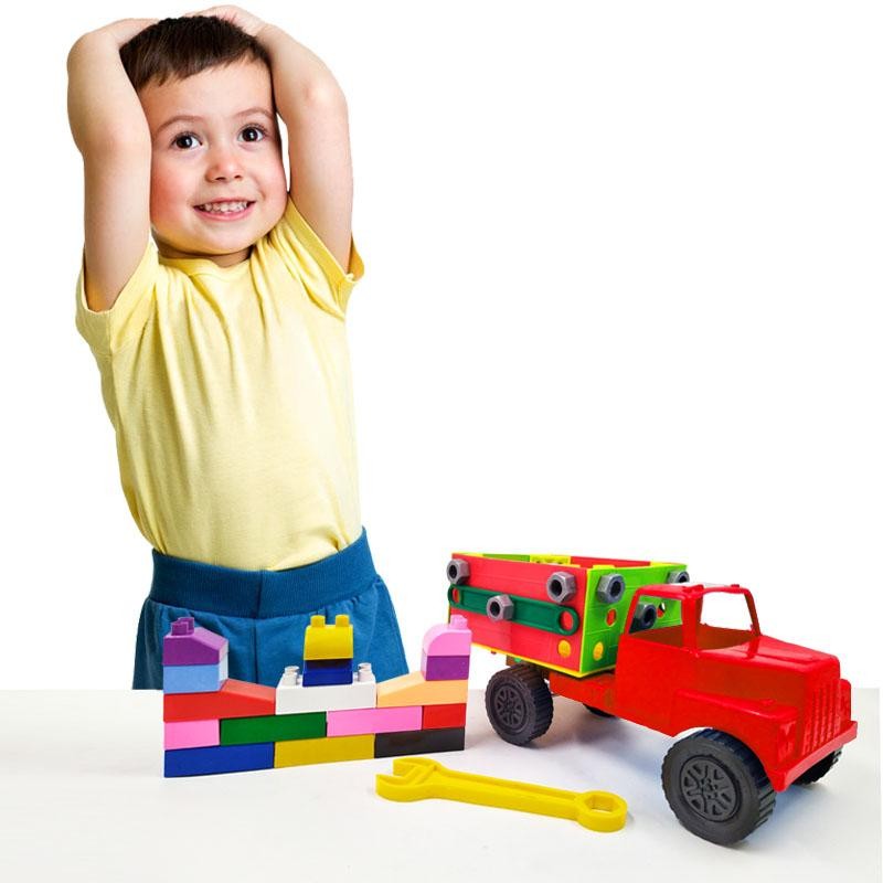 VOLQUETA ARMABLE ROJA JUGUETE DIDÁCTICO NIÑOS BLOQUES CARROS INFANTIL