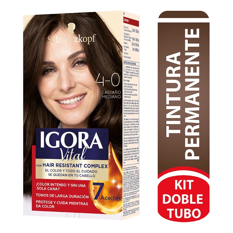 TINTE SCHWARZKOPF IGORA VITAL CASTAÑO MEDIANO N3/4-0 X50ML  X2