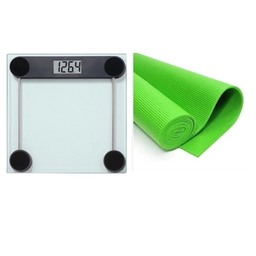 Bascula Extragrande Plataforma Vidrio Templado 6mm + Colchoneta Yoga Color Verde