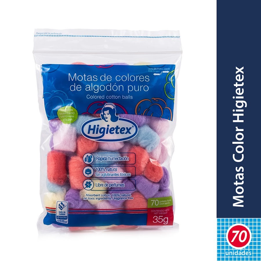 Algodón Motas de Colores Higietex X70 UND
