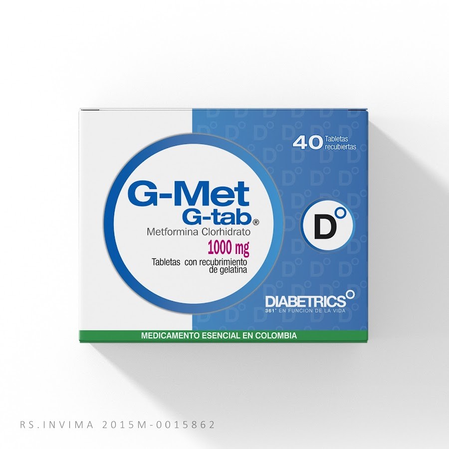 G-Met 1000mg G-tabs caja x 40 tab Metformina Clorhidrato.