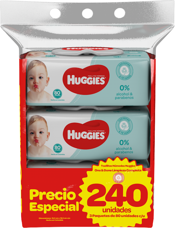 TOALLAS HÚMEDAS HUGGIES ONE&DONE X3PAQX240U. PREC.ESPEC