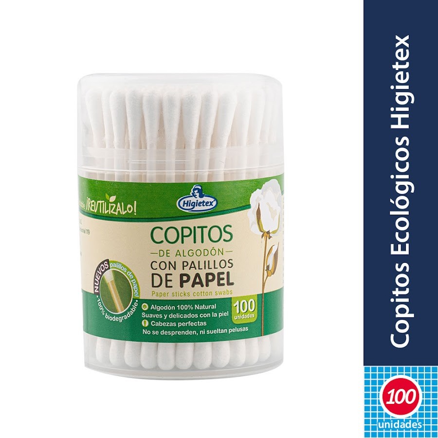 Copitos Higietex Hisopo con Palillos de Papel x 100Und