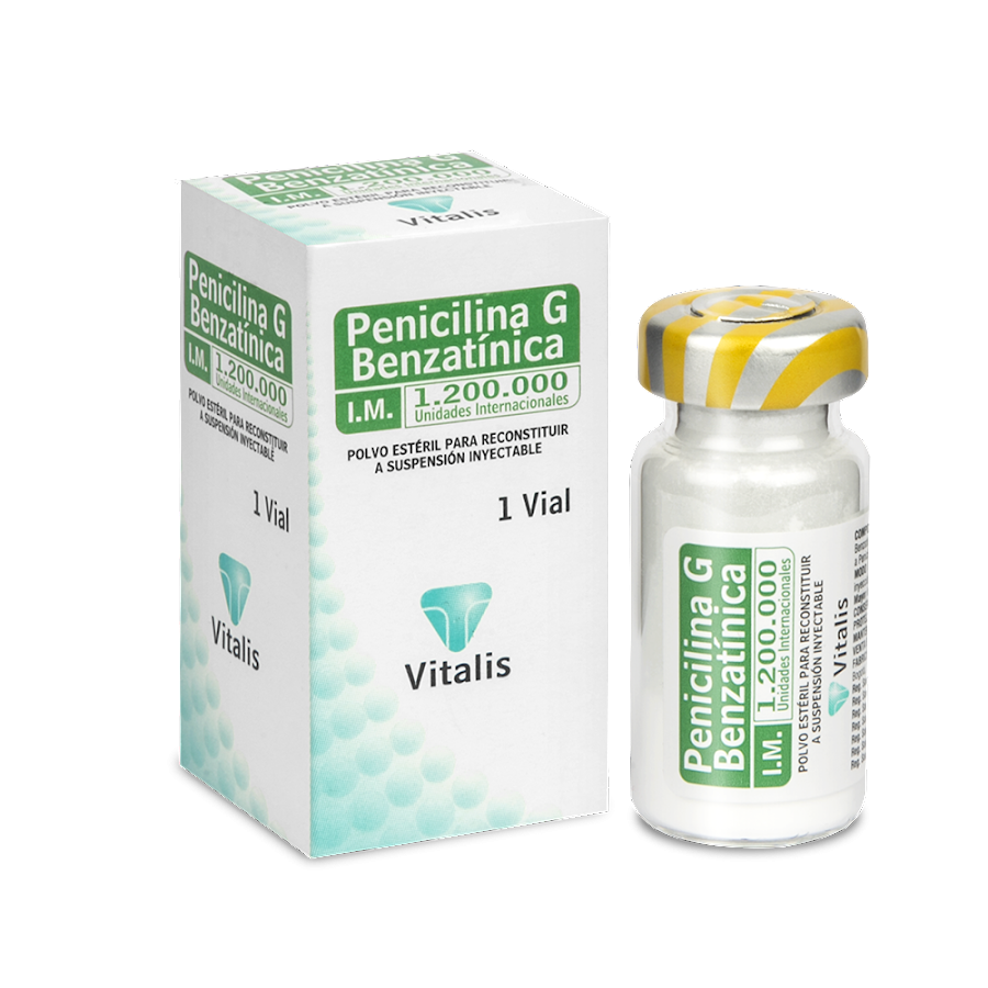 Penicilina G Vitalis Benzatinica 1.2 MUI Caja x 1 Vial