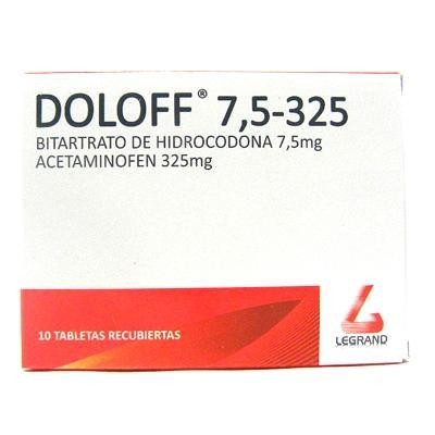 DOLOFF 7.5 /325MG CAJA X10TAB. LEG  BITARTRATO HIDROCODON ACETAMINOFÉN