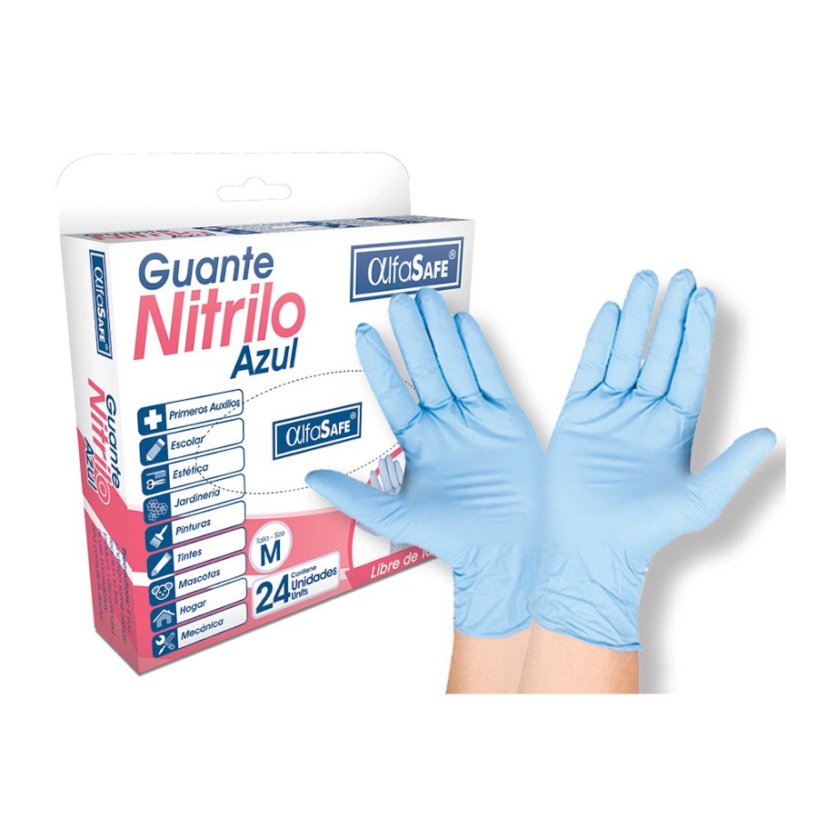 Guante Nitrilo Alfasafe Talla S Caja x 24Uni