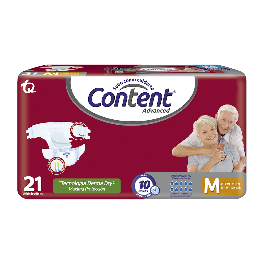 Content Advanced Talla M x 21 Pañales Adulto +20 Toallas Humedas