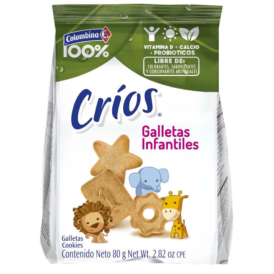 GALLETA COLOMBINA 100% CRIOS INFANTIL PAQUETE X80G.