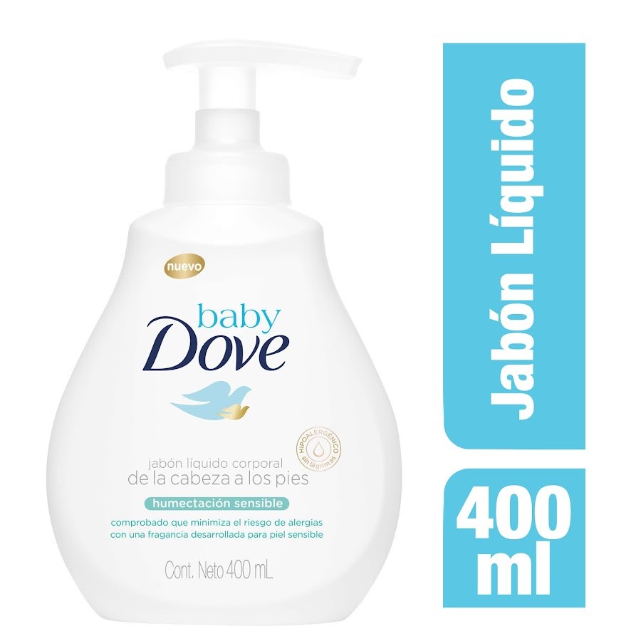 JABÓN LÍQUIDO DOVE BABY CORPORAL HUMECTACION SENSIBLE X400ML.