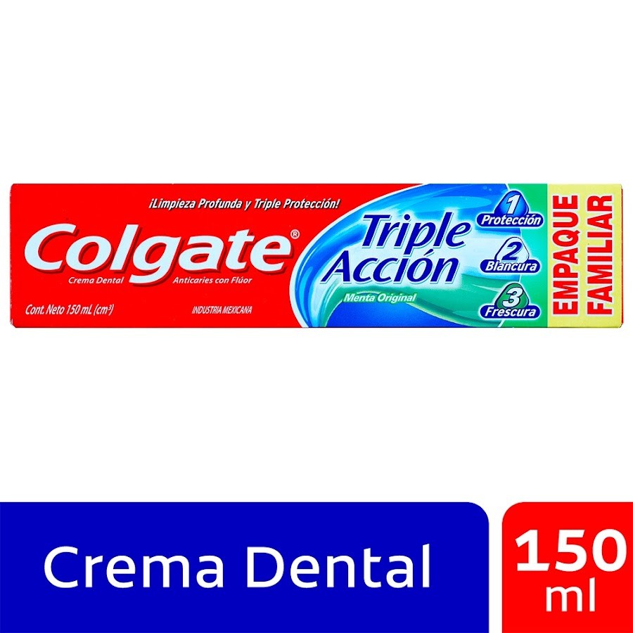 CREMA DENTAL COLGATE TRIPLE ACCIÓN MENTA ORIGINAL X150 ML.