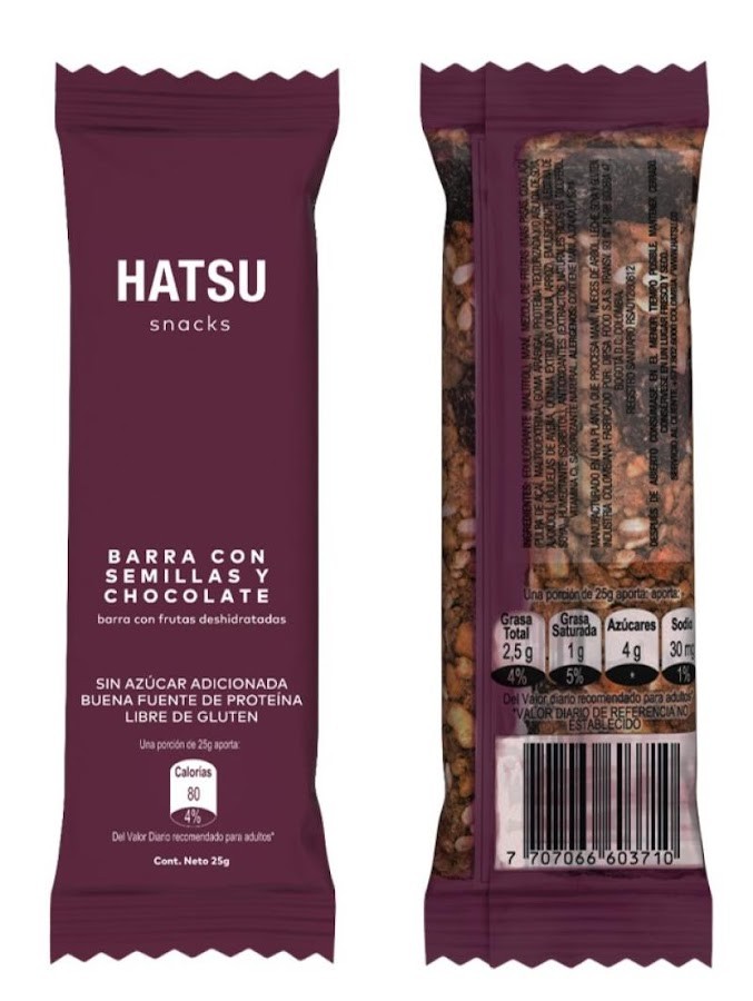 Snack Hatsu Barra Con Semillas y Chocolate x 25Gr
