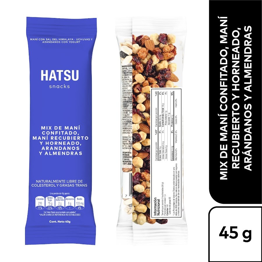 Snack Hatsu Mix Mani Arandanos y Almendras x 40Gr