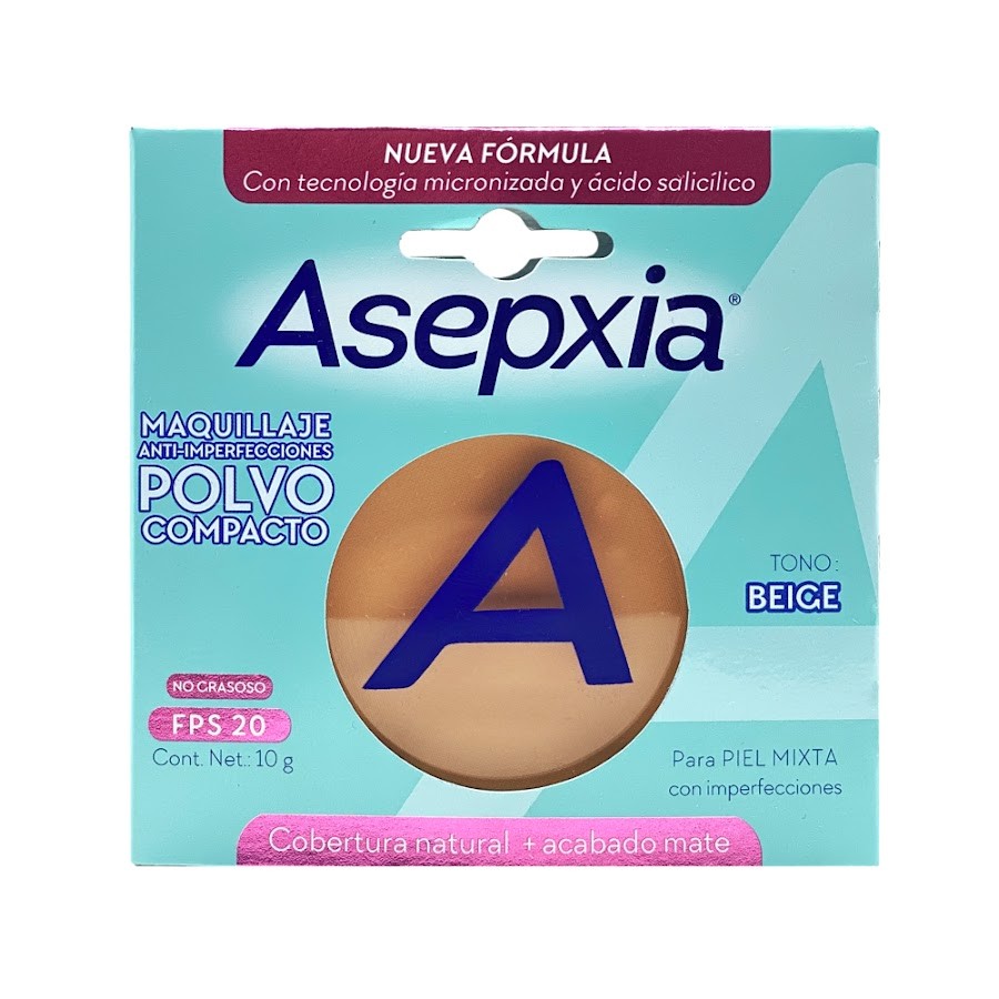 Maquillaje Polvo Compacto Asepxia Tono Beige 10 G