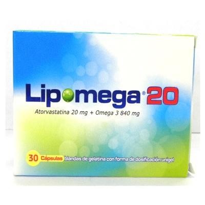 LIPOMEGA 20MG CAPSULAS CAJA X 30 CAPSULAS PROCAPS ATORVASTATINA OMEGA