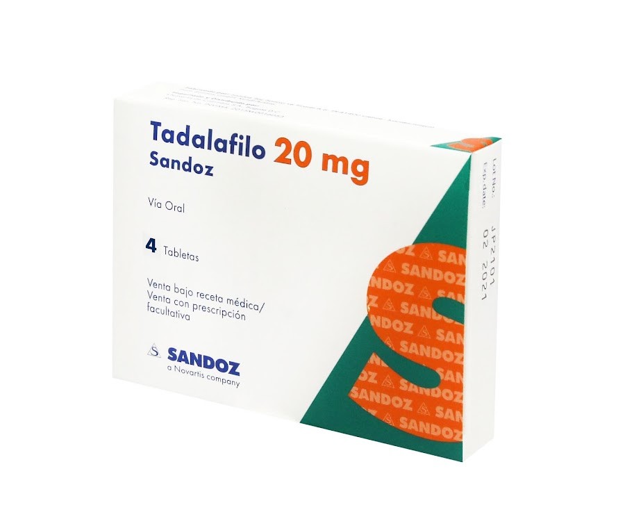 Tadalafilo 20Mg Sandoz Caja x 4Tabletas