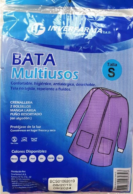 Bata Multiusos Inverfarma Talla S Diferentes Colores Paquete x 1Unidad