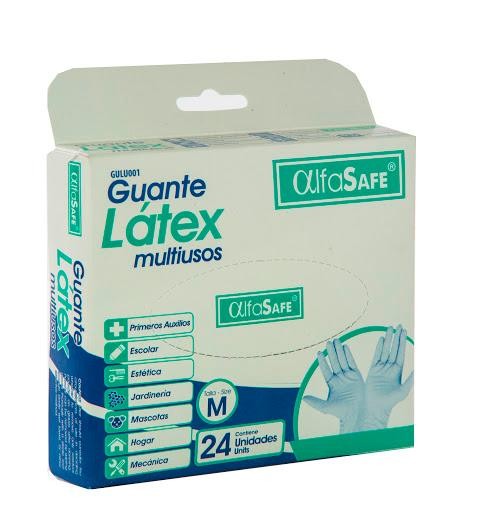 Guante Alfa Trading Látex Multiusos Talla M Caja X24Und.