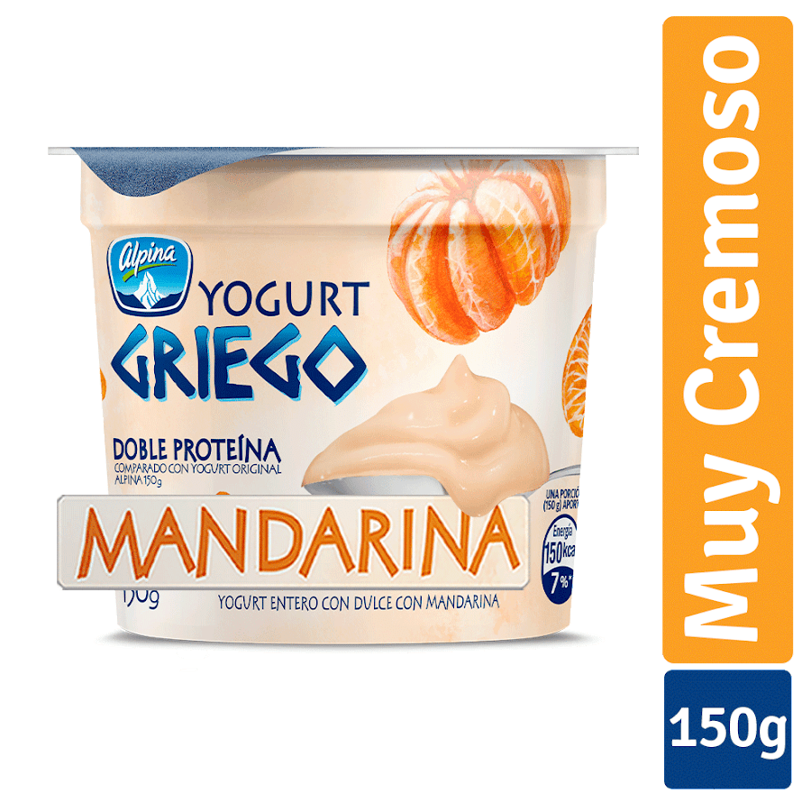 Yogurt Alpina Griego Mezclado Sabor a Mandarina x 150Gr