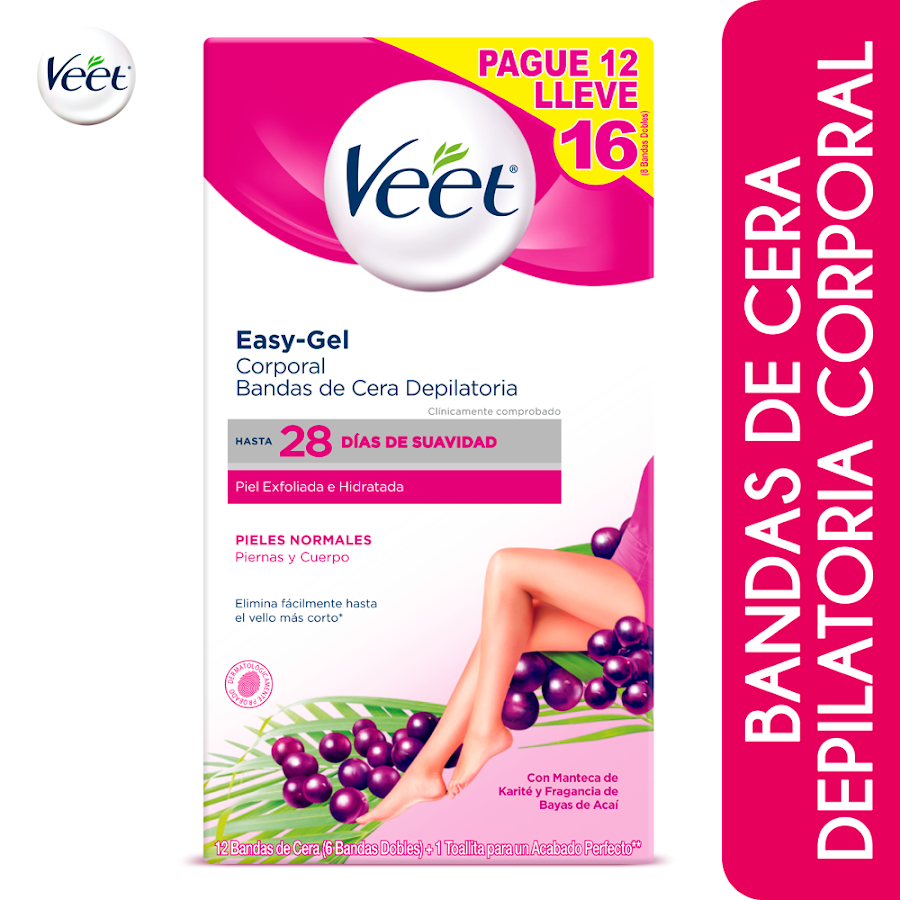 Banda Depilatoria VEET Corporal de cera Fría Piel Normal x8Und.