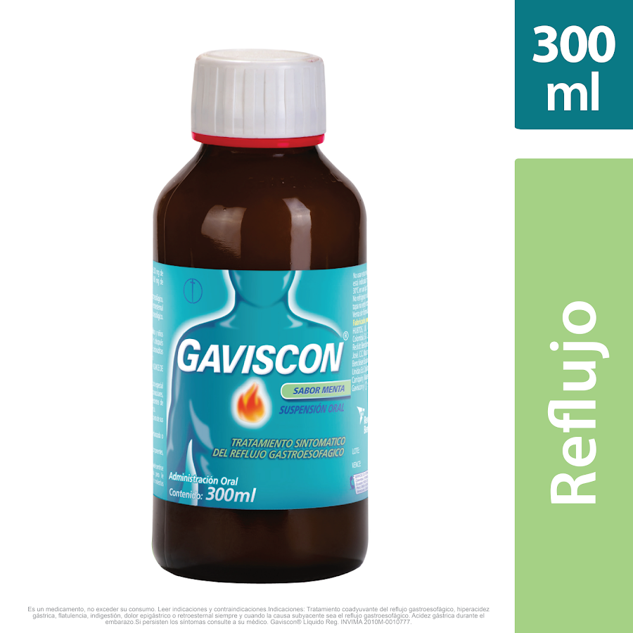GAVISCON Menta Suspensión Oral Frasco x300ml. REC Alginato de Sodio