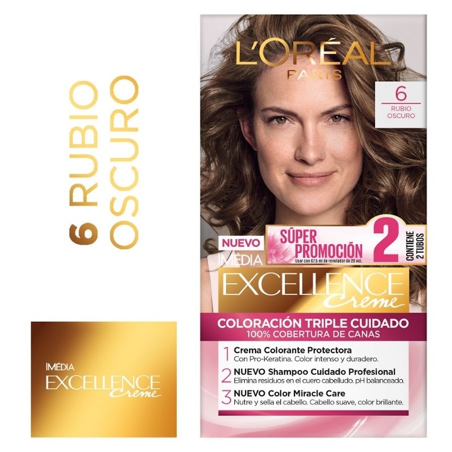 OFERTA L´OREAL EXCELLENCE CREME RUBIO OSCURO 6 PROM.ESPECIALX2TUB