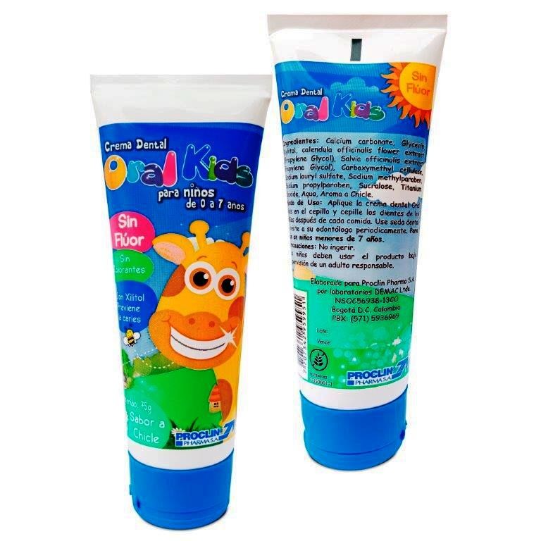 Crema Dental Oral Kids Pediátrica Proclin Pharma tubo x 75Gr