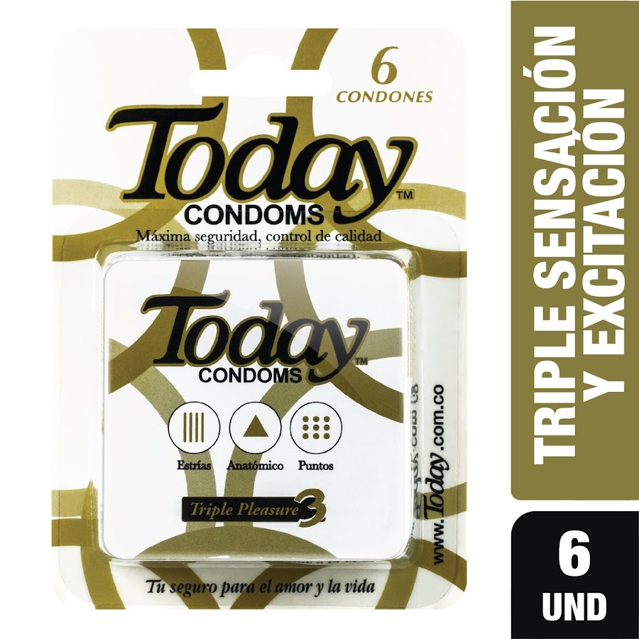 CONDÓN TODAY PRESERVATIVO TRIPLE PLEASURE X6UND(1039297)