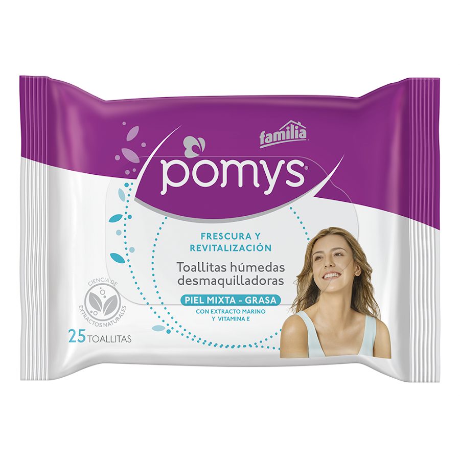 TOALLAS HÚMEDAS POMYS DESMAQUILLADORAS PIEL MIXTA GRASA X25UND