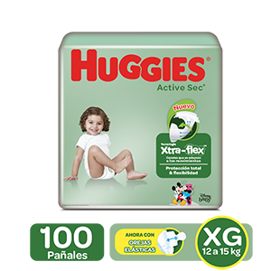 Pañales Huggies Active Sec Etapa 4 XG  x100 Und