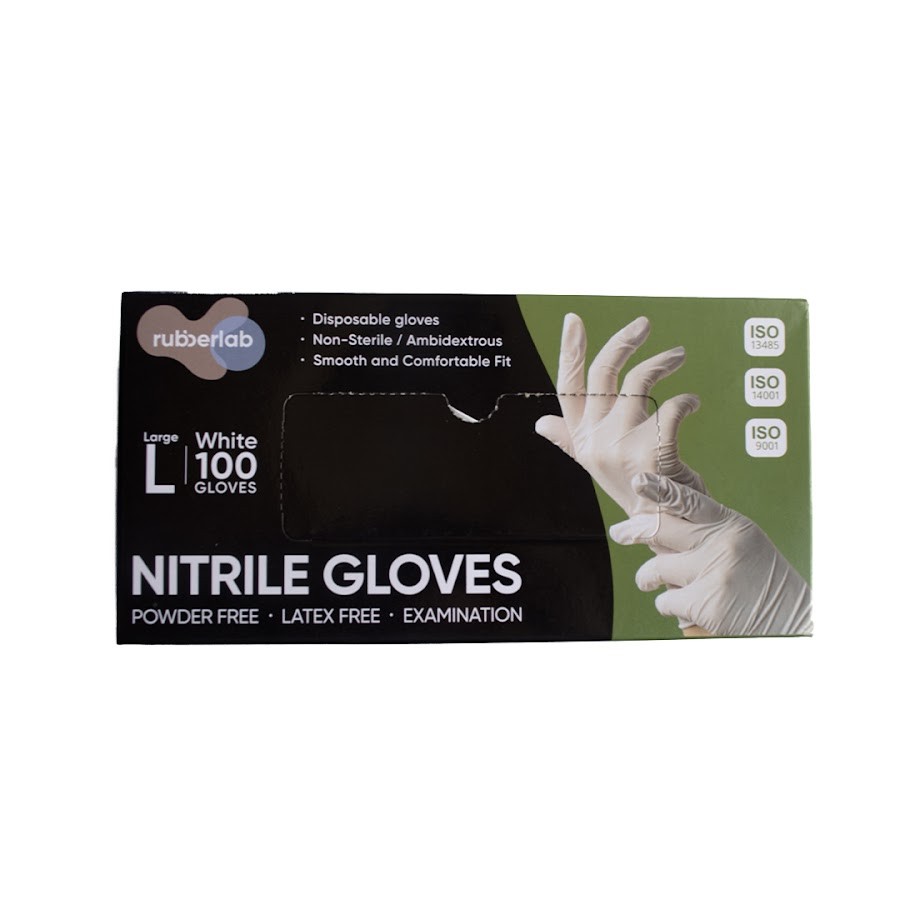 Guantes de Nitrilo Inverfarma Talla L Blanco x 100Und