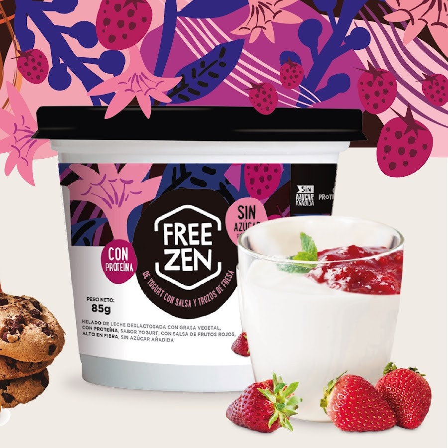 Helado Freezen Sabor Yogurt con Salsa de Fresa x85gr