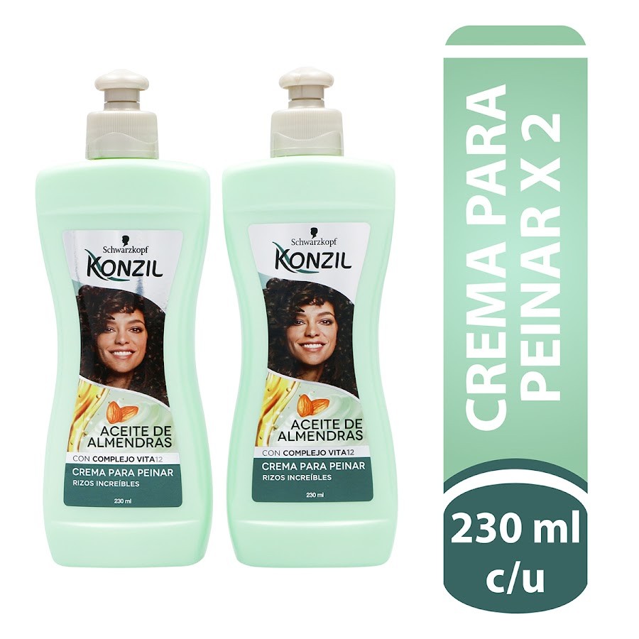 Oferta Crema Para Peinar Konzil Almendras x 230Ml + Crema Para Peinar x 230Ml