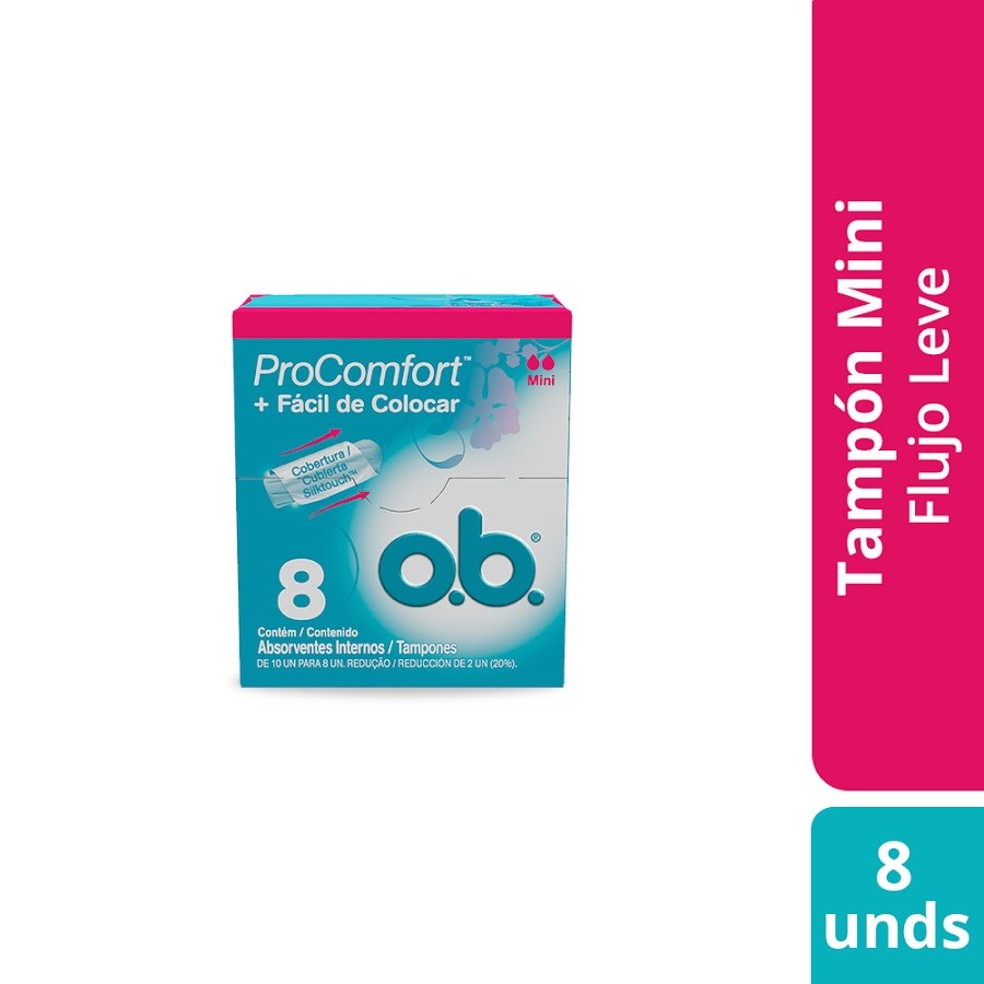 Tampones O.B.Pro Comfort Mini Facil de Colocar Caja x 8 und
