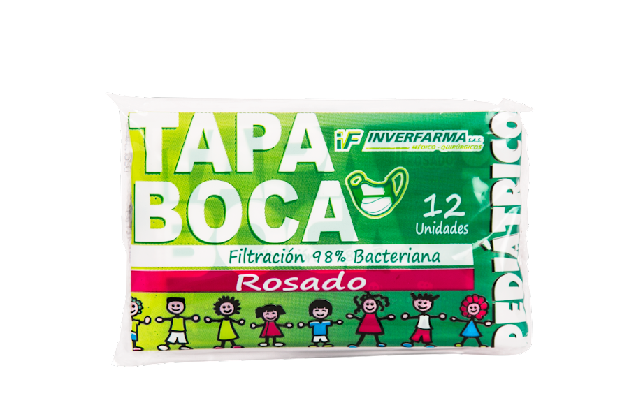 Tapaboca Pediatrico Inverfarma Rosado x 12Und