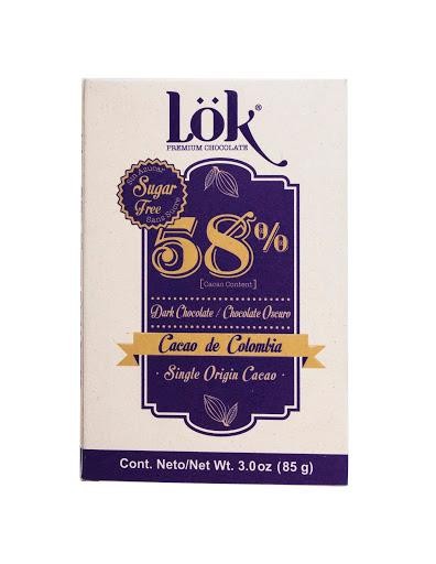 CHOCOLATINA LOK 58% CACAO DE COLOMBIA  SINGLE ORIGIN CACAO X85G.