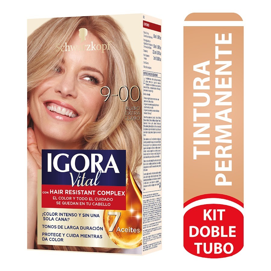 TINTE SCHWARZKOPF IGORA VITAL RUBIO EXTRA CLARO 9-00 X1UND X2