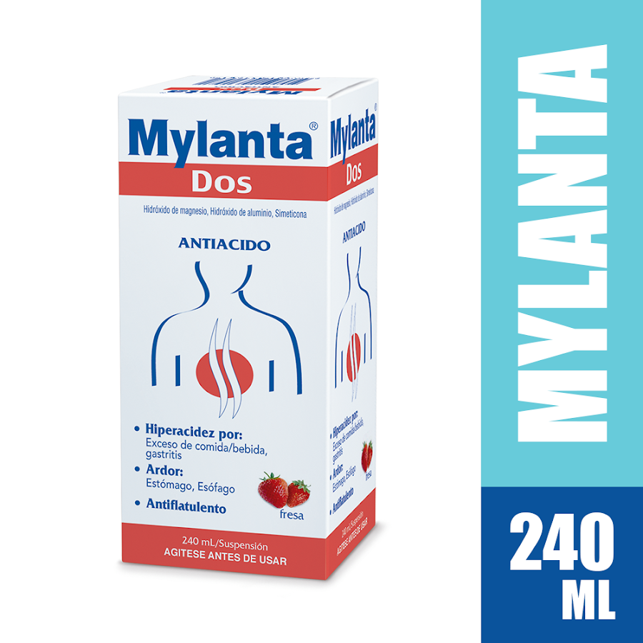 MYLANTA DOS Fresa Jbe. Fco. x240Ml. Hidróxido de Magnesio Simeticona
