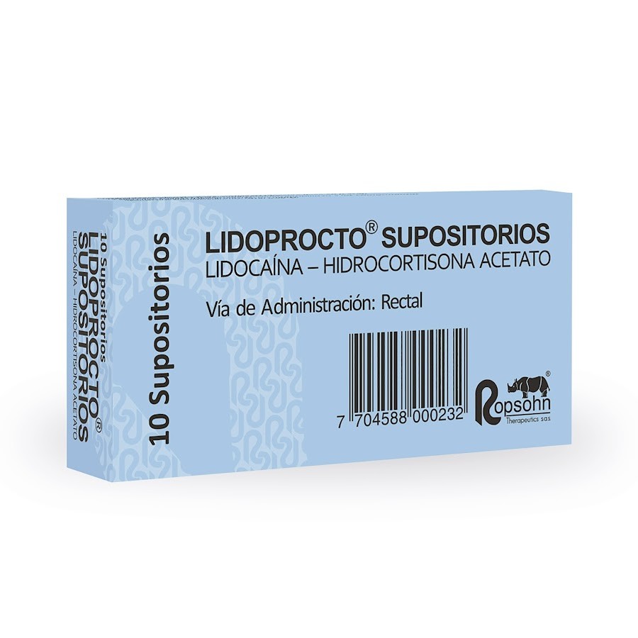 Lidoprocto Supositorios Caja X10Supos Ropshon Lidocaína Hidrocortisona