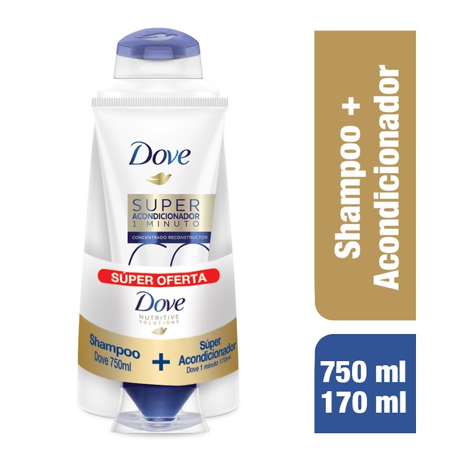 $Oferta Shampoo Dove Concentrado x 750Ml + Acondicionador Dove Concentrado x 170Ml