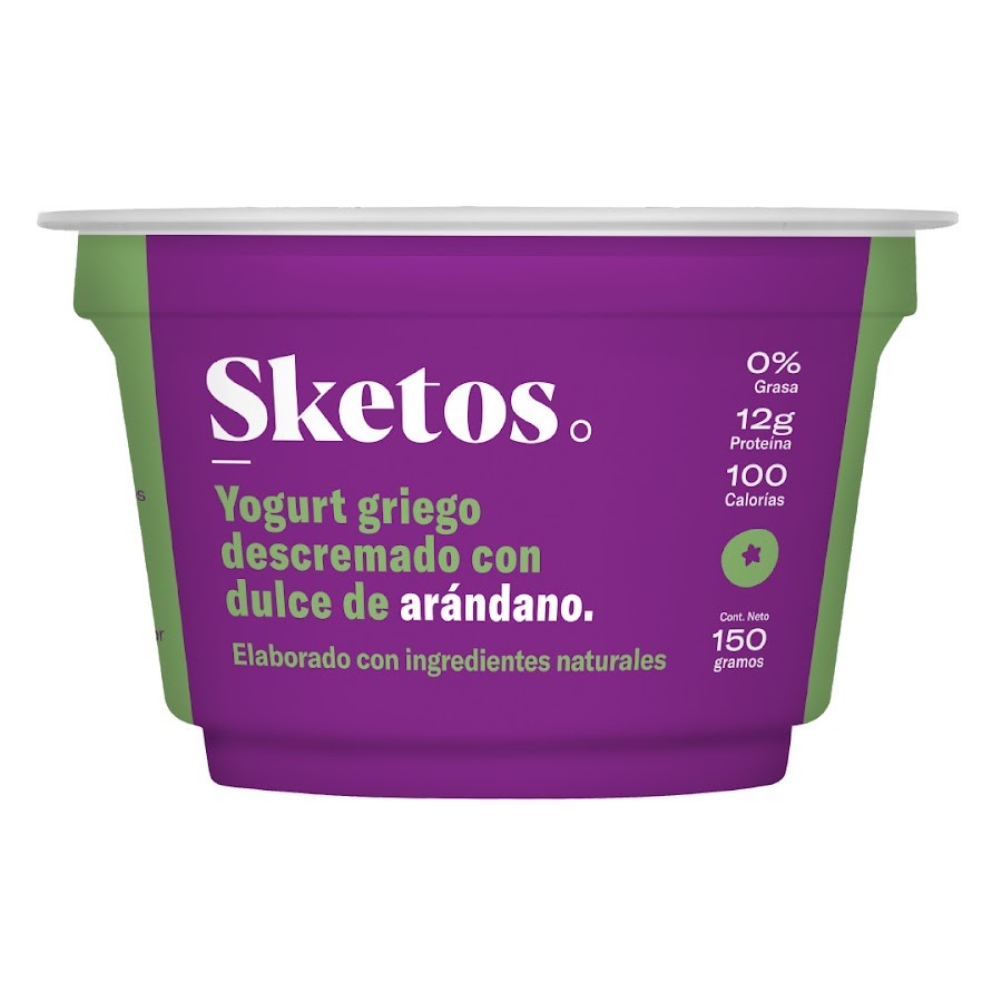 Yogurt Griego Sketos Descremado con dulce de Arandano 0% Grasa x 150Gr