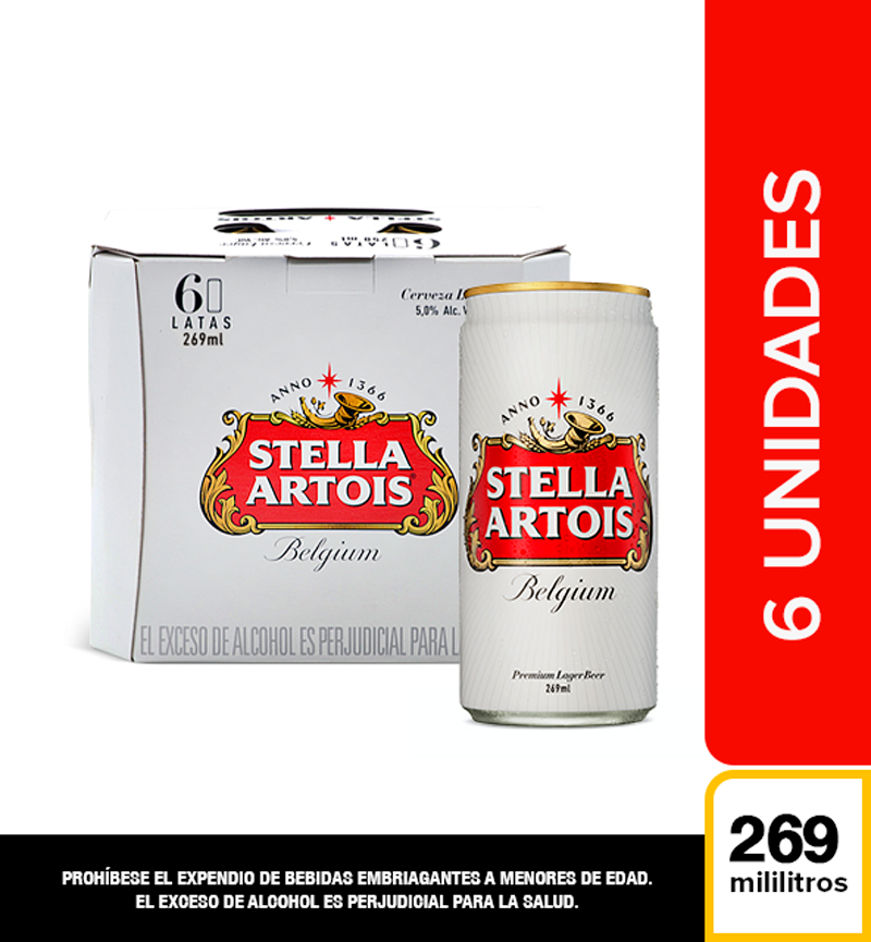 Cerveza Stella Artois Six Pack x 6Botellas 330c/u