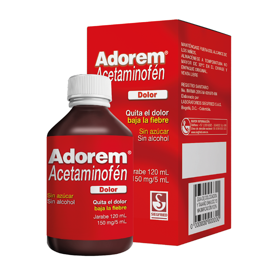 ADOREM 150MG/5ML. JARABE FRASCO X120ML. SIEGFRIED ACETAMINOFÉN