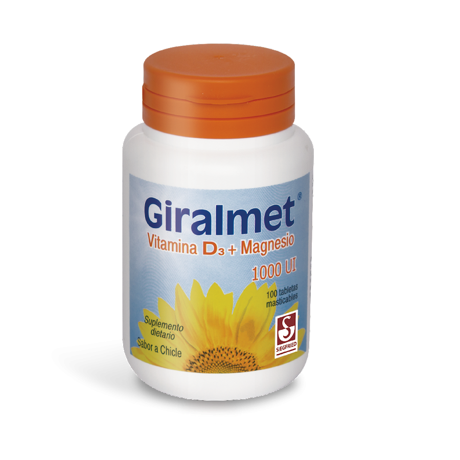 Giralmet Chicle 1000UI Tab.Fco.x100Tab. Siegfried Vitamina D3 Magnesio