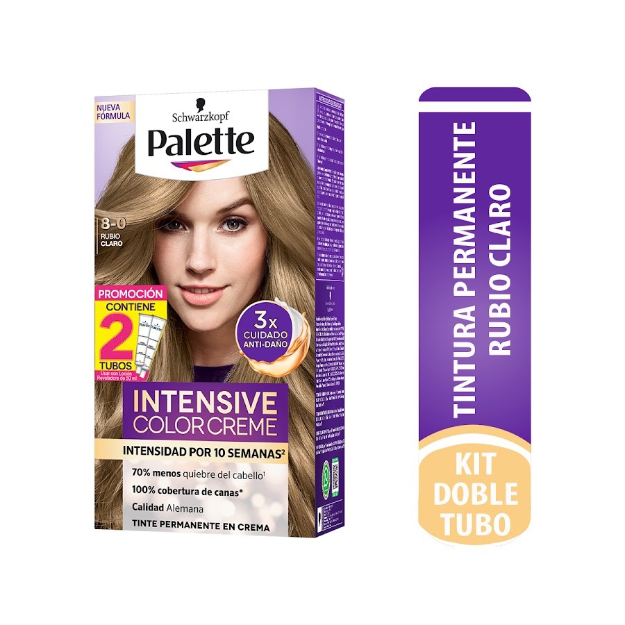 Tinte Schwarzkopf Palette Color Cream Permanente Rubio Claro 8-0 x 2Tubos