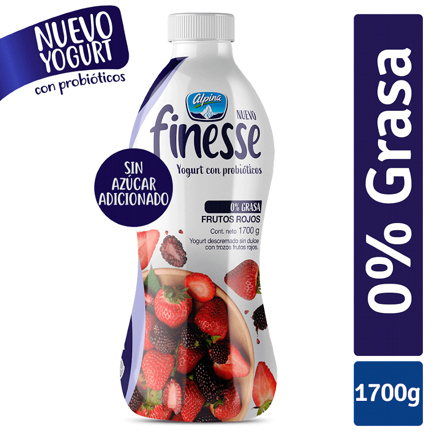 Yogurt Alpina Finesse Frutos Rojos Sin Azucar x 1700Gr