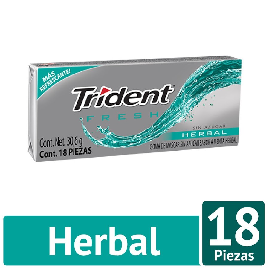 GOMA DE MASCAR TRIDENT FRESH HERBAL SIN AZÚCAR X18UND.