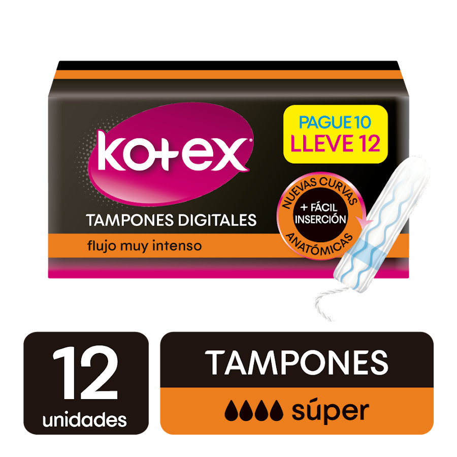 Tampones Kotex Digitales Súper x12und