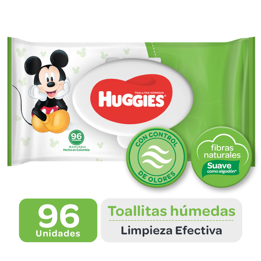 **OFT.TOALLAS HÚMEDAS HUGGIES ACTIVE FRESH SIN ALCOHOL x 96UND SUPER PRECIO