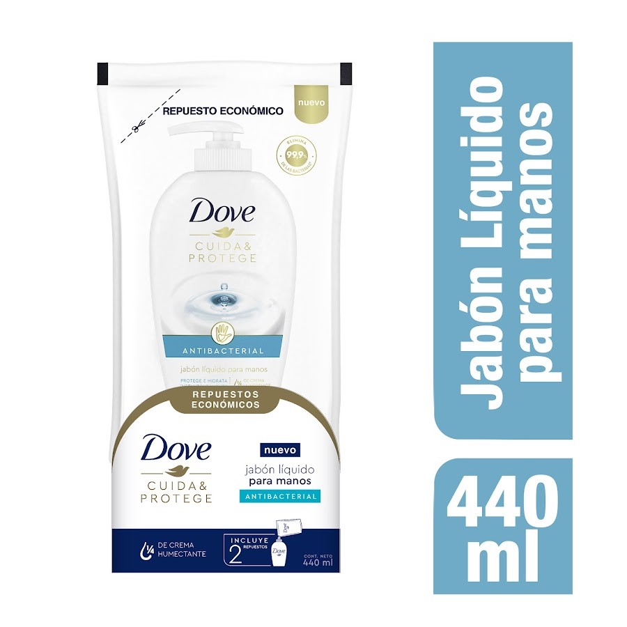 Jabon Liquido Para Manos DOVE Antibacterial Repuesto Económico x 440 ml